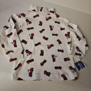 2T Fire Truck Print Turtleneck Shirt #0033